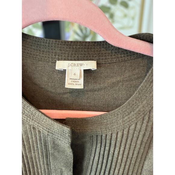 J. Crew 100% Merino Wool Pintuck Dropped-Waist Shirt Dress Brown Womens Size 6 - Picture 11 of 14